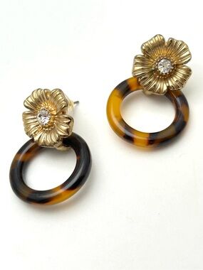J. Crew Tortoise Hoop Flower Earrings